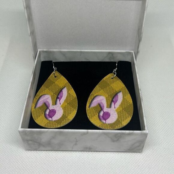 Easter Teardrop Bunny Earrings - Picture 1 of 1